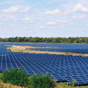 Solar panels in aerial view. Solar panels system power generator
