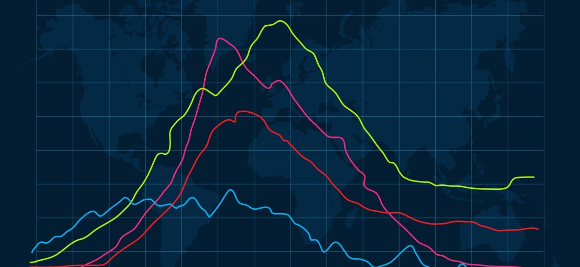 Graph on world map background