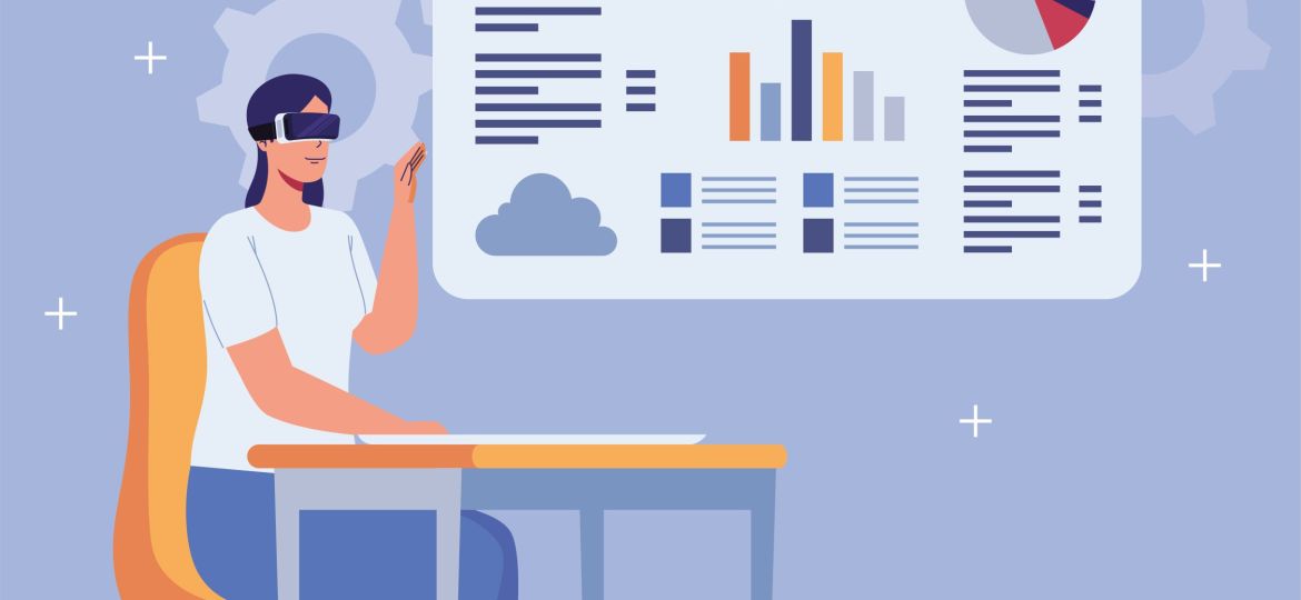 woman in vr with template