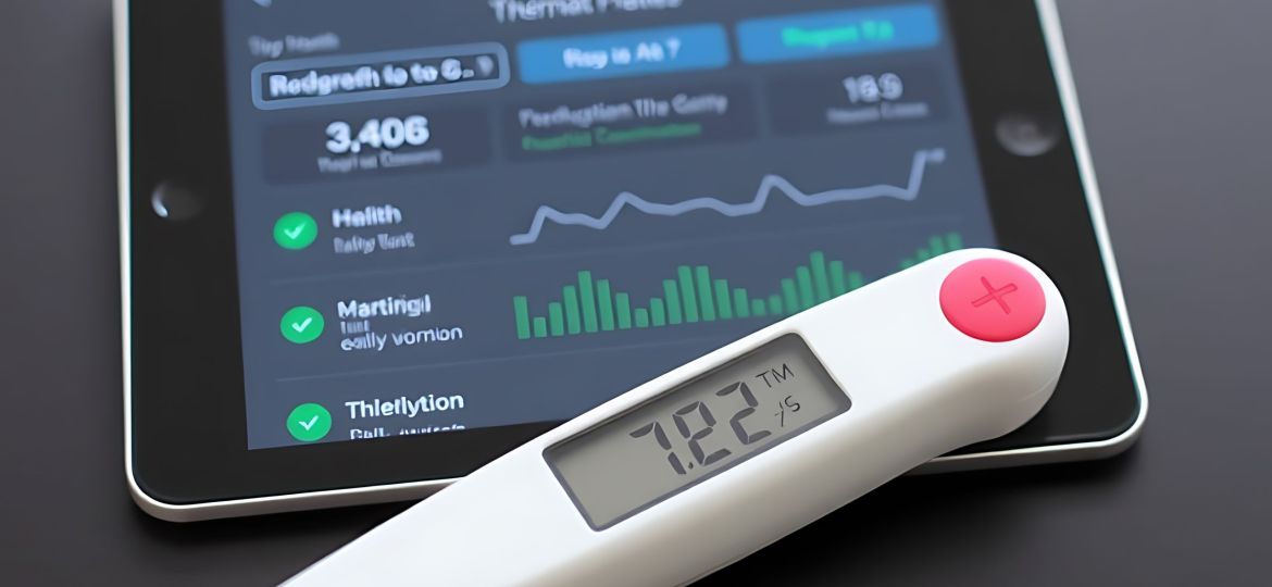 digital-thermometer-beside-tablet-displaying-health-tracking-data